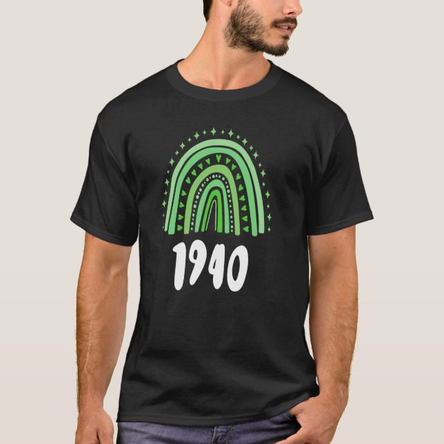 Camiseta Aniversário Do Ano Verde Do Arco-Íris De 1940 (Frente)