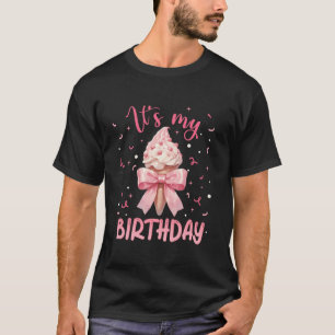 Camiseta Aniversário do Arco Rosa Coquette Sorvete de Birth