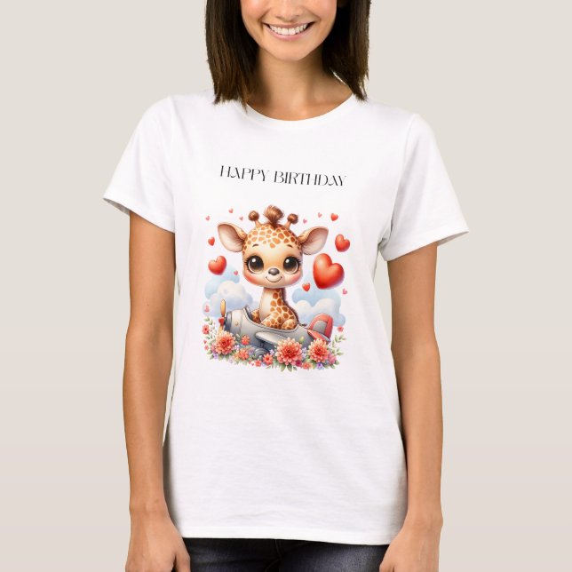 Camiseta Aniversário do Avião da Girafa (Frente)