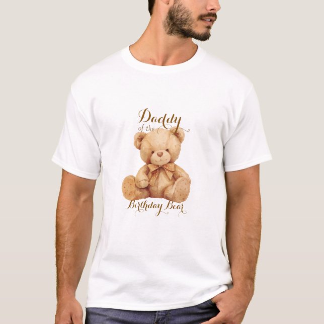 Camiseta Aniversário do Balão Beige do Urso de Teddy (Frente)
