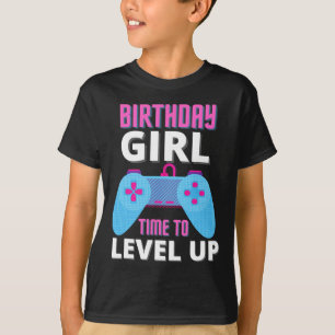 Camiseta Aniversário do Birthday Girl Time to Level Up Vide