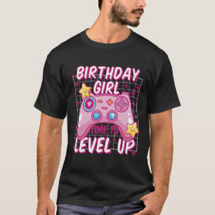 Camiseta Aniversário do Birthday Girl Time to Level Up Vide