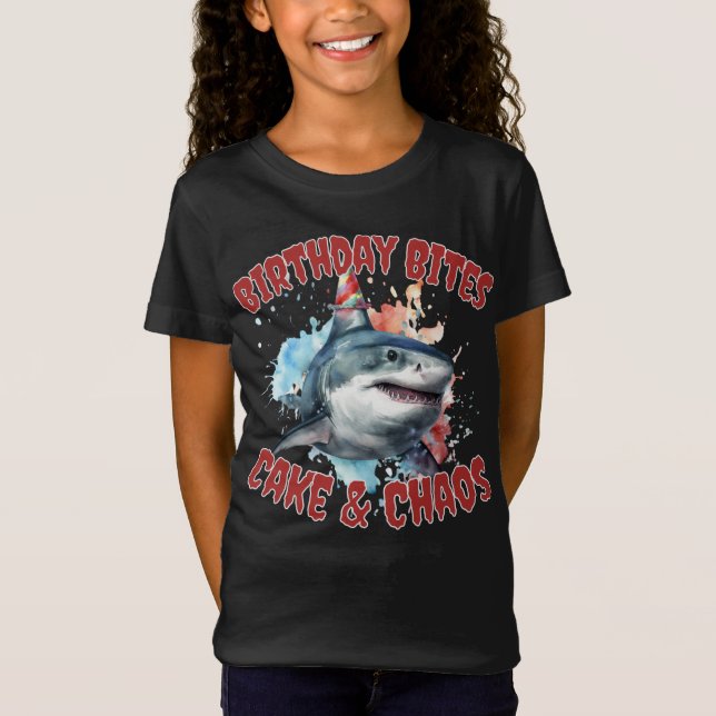 Camiseta Aniversário do Bites Party Shark: Brincadeira e Br (Frente)