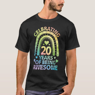 Camiseta Aniversário Do Coração Arco-Íris Celebrando 20 Ano