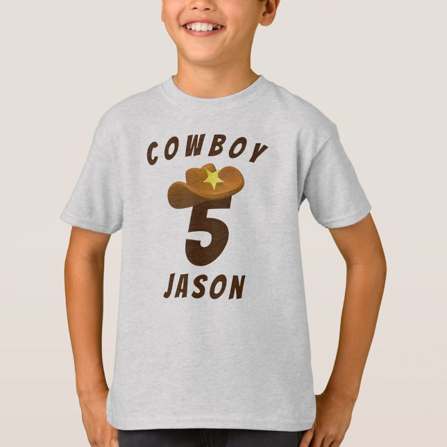 Camiseta Aniversário do Cowboy das Crianças (Criador carregado)