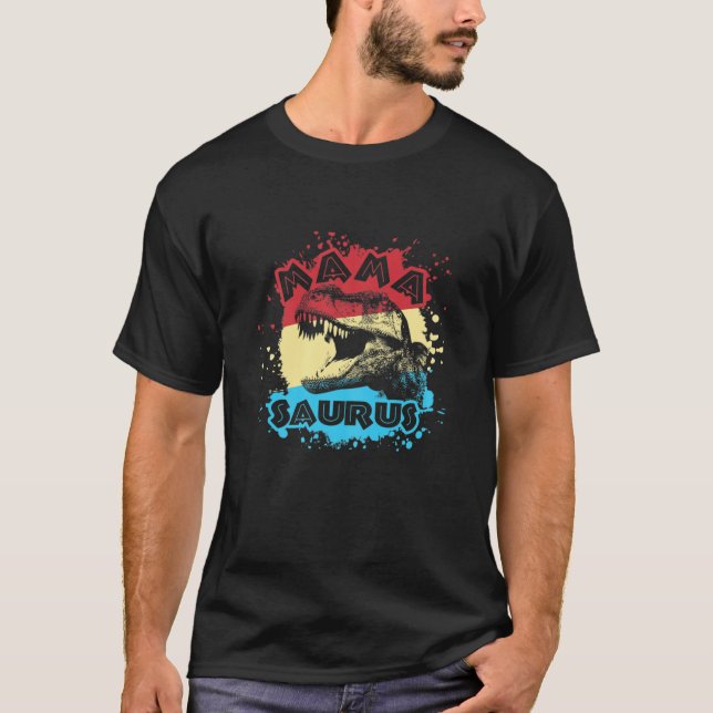 Camiseta Aniversário do Dia de as mães Mamasauro Dinossauro (Frente)