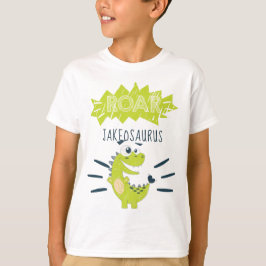 Camiseta Aniversário do Dinossauro Personalizado Verde da R