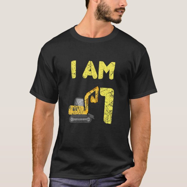 Camiseta Aniversário do Escavador de Caminhões para Constru (Frente)