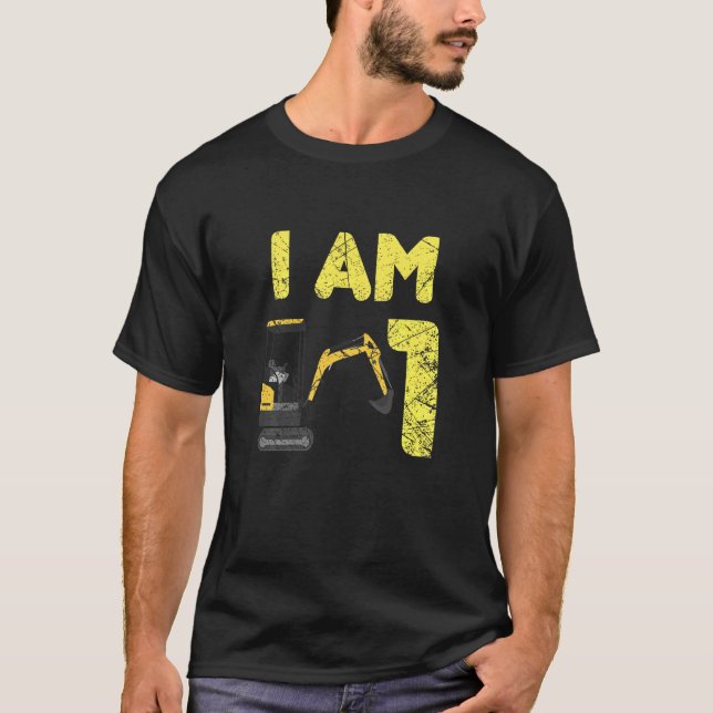 Camiseta Aniversário do Escavador de Caminhões para Constru (Frente)