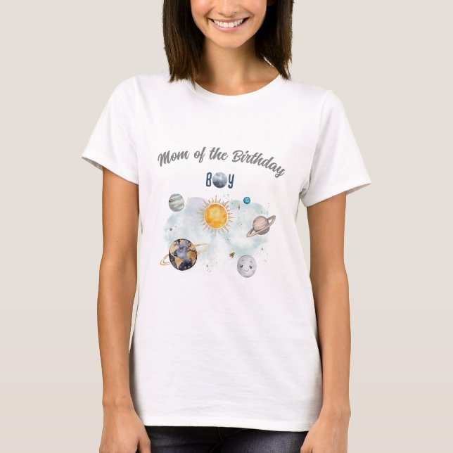 Camiseta Aniversário do Espaço Exterior Galáxia Sol Lua Est (Frente)