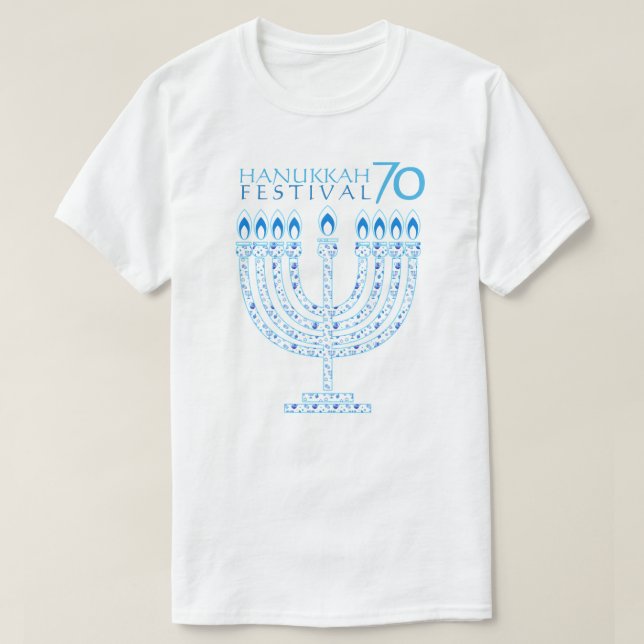 Camiseta Aniversário do Festival das Luzes Hanukkah 70 (Frente do Design)