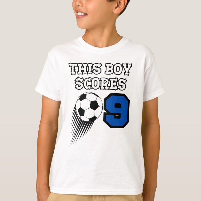 Camiseta Aniversário do Futebol - Menino de 9 anos - Nove a (Frente)