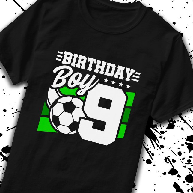 Camiseta Aniversário do Futebol - Menino de 9 anos - Nove a (Criador carregado)