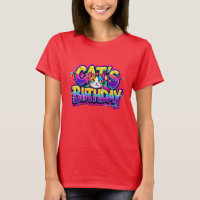 Aniversário do Gato Chuva de Cores com Efeito Glit