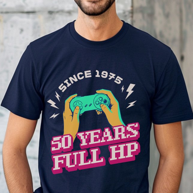Camiseta Aniversário do jogador de vídeo HP Retro de 50 ano (Criador carregado)
