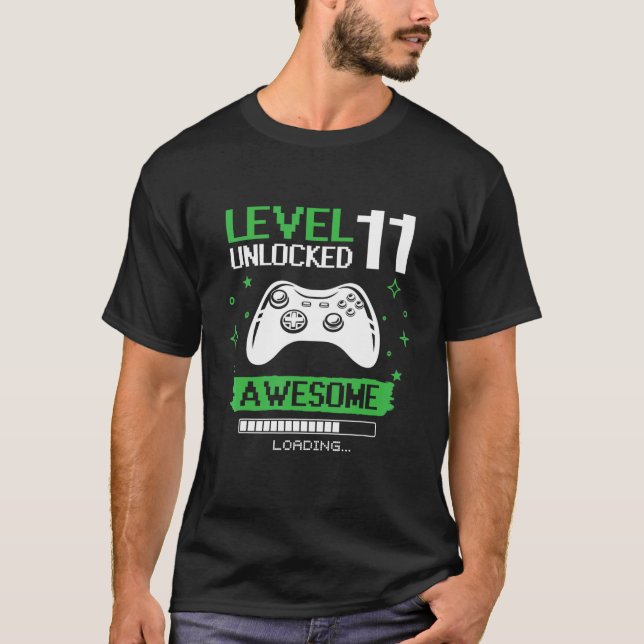 Camiseta Aniversário do Jogo de Aniversário Nível 11 Desblo (Frente)
