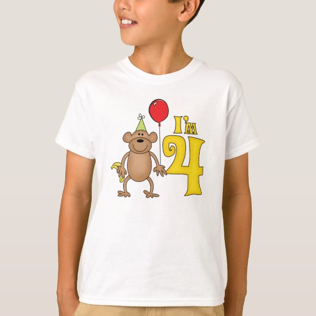 Camiseta Aniversário do macaco engraçado 4o (Frente)