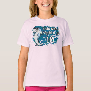 Camiseta Aniversário do miúdo o 10o este golfinho legal 