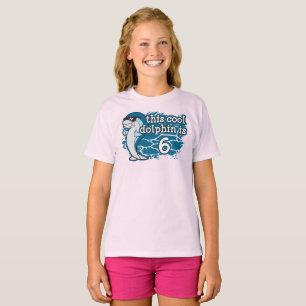 Camiseta Aniversário do miúdo o 6o este golfinho legal é
