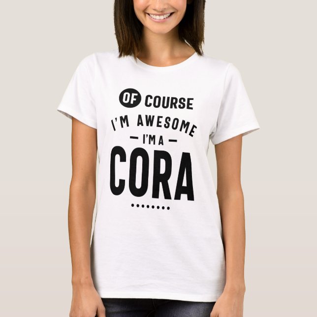 Camiseta Aniversário do Nome Personalizado Cora (Frente)