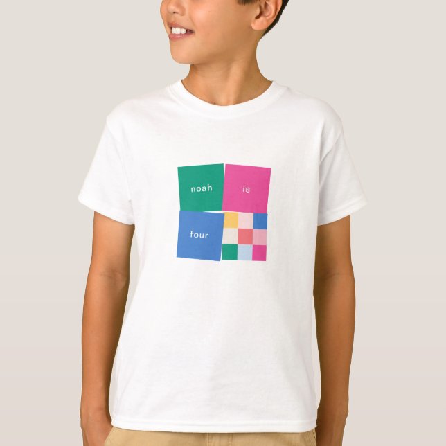 Camiseta Aniversário do Play Multicolor Blocks (Frente)