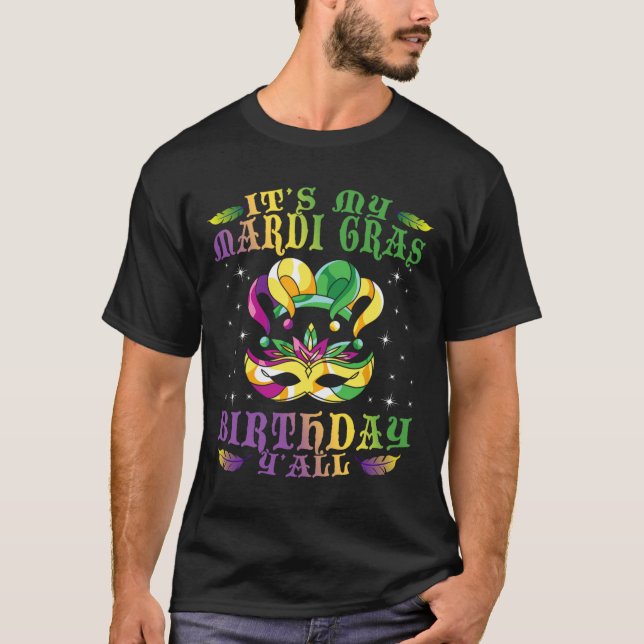 Camiseta Aniversário do Presente Idea Celebração Mascarada  (Frente)