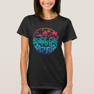 Camiseta Aniversário do Primavera de Verão Tropical de Girl