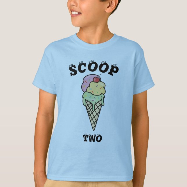 Camiseta Aniversário do Sorvete Personalizado Cone Scoop Do (Frente)