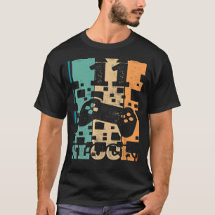 Camiseta Aniversário do Vintage Video Gamer Nível 11 Desblo