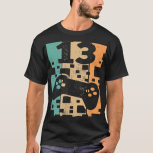 Camiseta Aniversário do Vintage Video Gamer Nível 13 Desblo