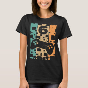 Camiseta Aniversário do Vintage Video Gamer Nível 6 Desbloq