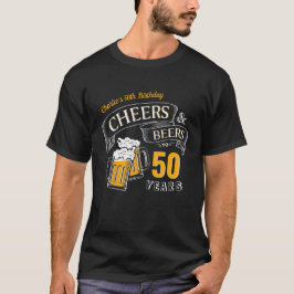 Camiseta Aniversário Dourado Negro E Cerveja De Qualquer Id