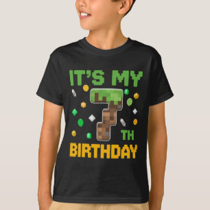 Camiseta Aniversário É meu 7 Aniversário Gamer Pixel Numb