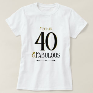 Camiseta Aniversário Elegante Minimalista Quarenta e Fabulo