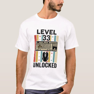 Camiseta Aniversário engraçado de 33 anos jogador de jogos