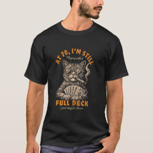 Camiseta Aniversário Engraçado de 70 anos Gato Jogador de C