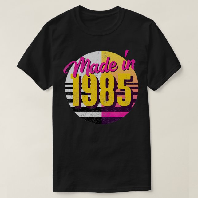 Camiseta Aniversário - Estilo dos anos 80 1985 (Frente do Design)