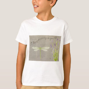 Camiseta aniversário feliz da libélula