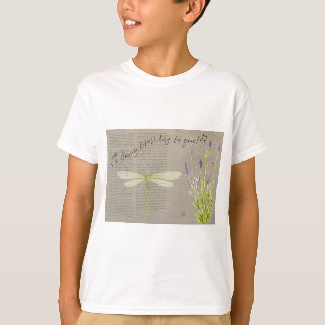 Camiseta aniversário feliz da libélula (Frente)