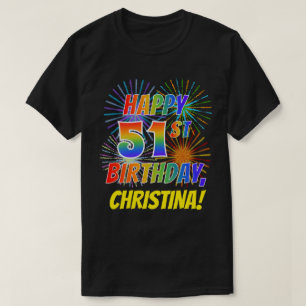 Camiseta ANIVERSÁRIO FELIZ do olhar do arco-íris 51ST;