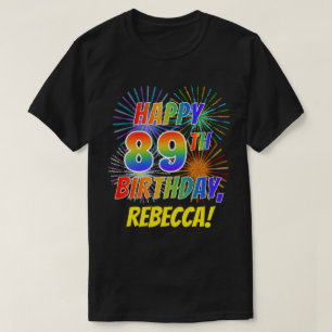Camiseta ANIVERSÁRIO FELIZ do olhar do arco-íris 89TH;