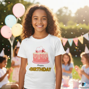Camiseta ANIVERSÁRIO FELIZ - Na moda e Design de texto míni