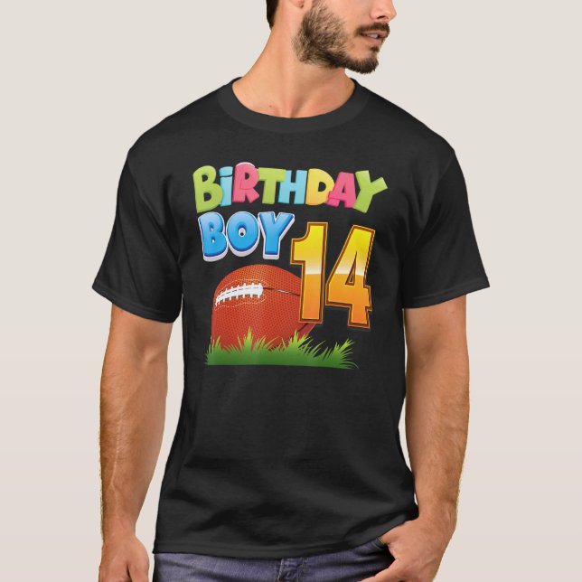 Camiseta Aniversário Garoto De 14 Anos 14 Futebol P (Frente)