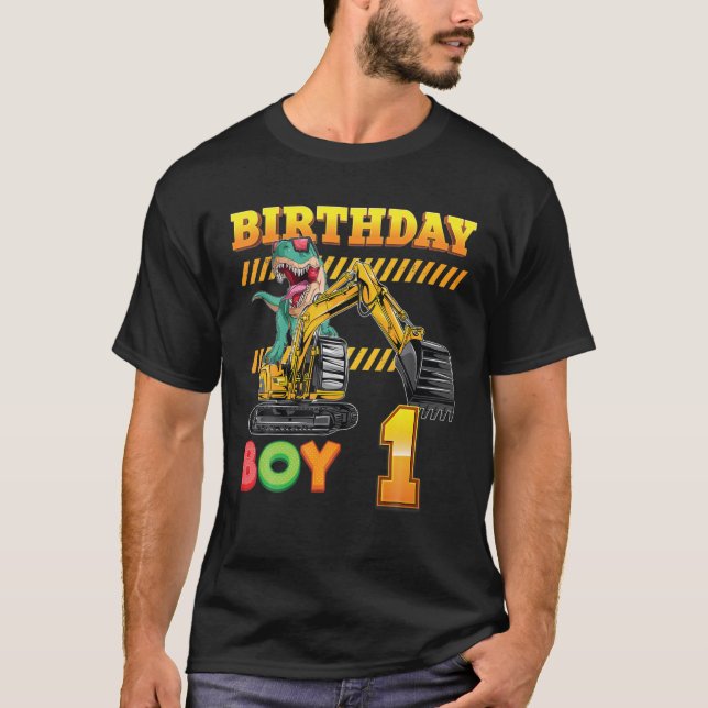 Camiseta Aniversário Garoto De 1 Ano De Filha Dinossauros D (Frente)