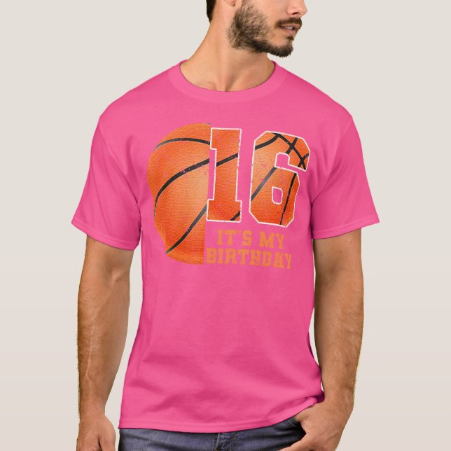 Camiseta Aniversário Garoto Tee 16 Basquete É Meu 16º Anive (Frente)