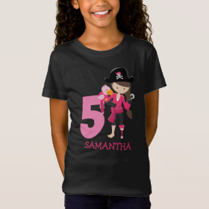 Camiseta Aniversário GIRL Papagaio5 Pirata Nome T-Shirt
