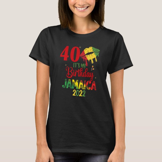 Camiseta Aniversário Jamaica Girl 30 50th Party Outfit Matc (Frente)
