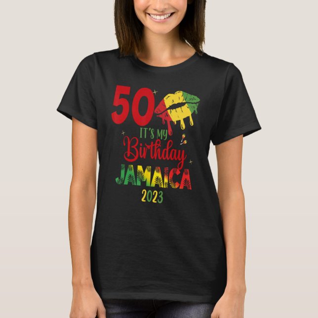Camiseta Aniversário Jamaica Girl 30 50th Party Outfit Matc (Frente)