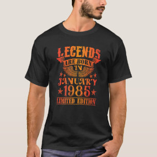 Camiseta Aniversário Janeiro De 1985 Ano De Lendas Usadas