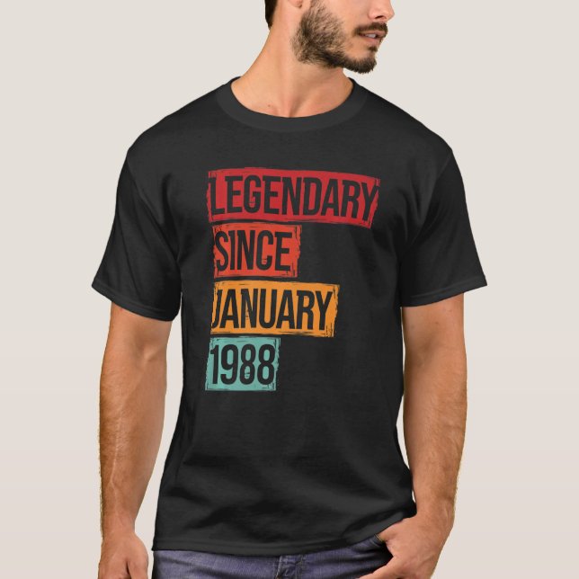 Camiseta Aniversário Legendário Desde Janeiro De 1988 (Frente)